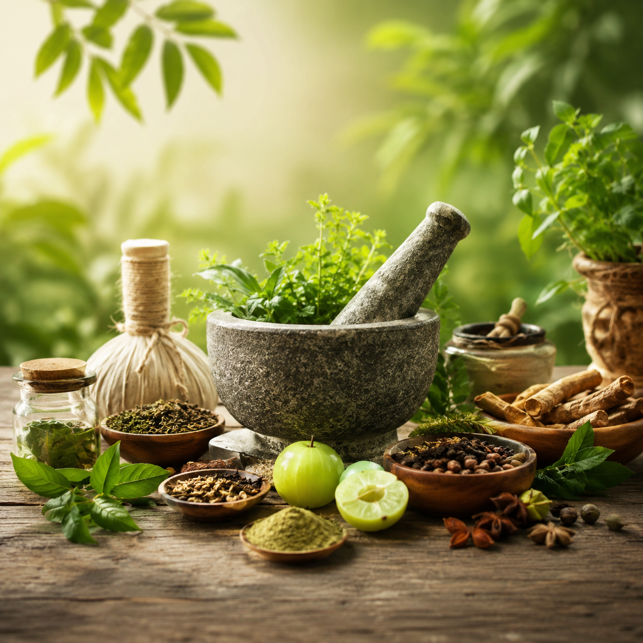 Ayurvedic herbs setup